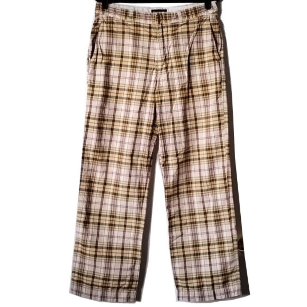 A&F Vintage Y2K Madras Plaid Chino Golf Pants 32 33x31 Yellow Red Green White